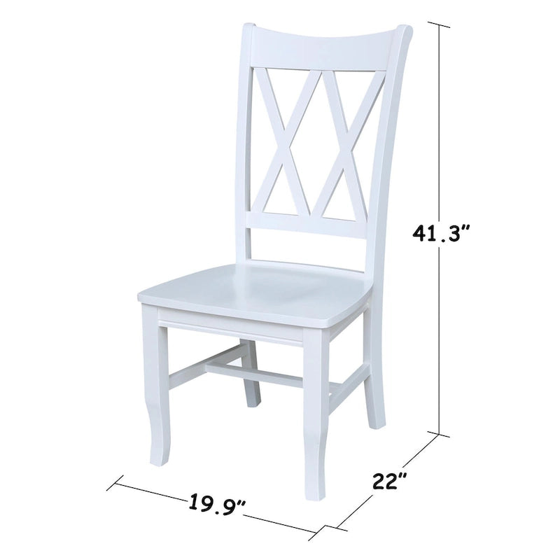 Double X-Back Solid Wood Chairs - Set of Two