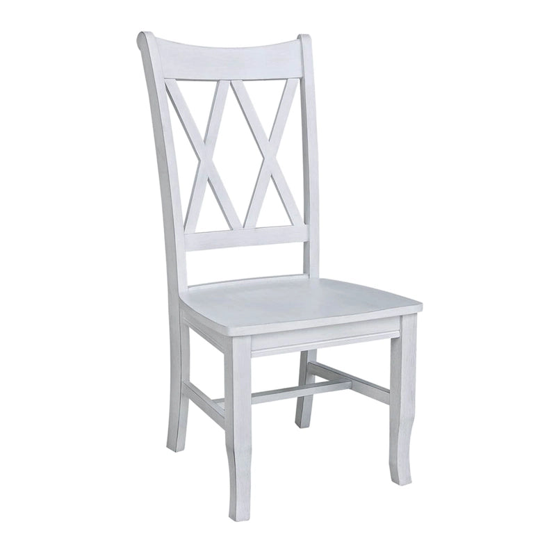 Double X-Back Solid Wood Chairs - Set of Two