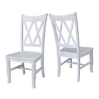 Double X-Back Solid Wood Chairs - Set of Two