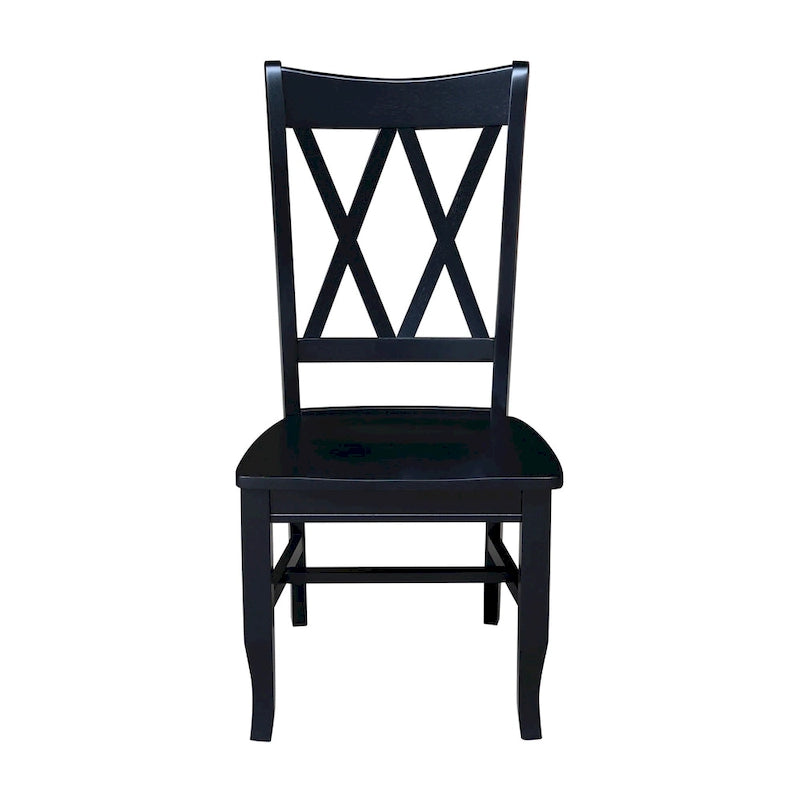 Double X-Back Solid Wood Chairs - Set of Two