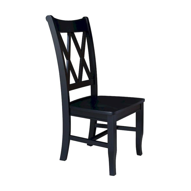 Double X-Back Solid Wood Chairs - Set of Two