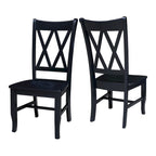 Double X-Back Solid Wood Chairs - Set of Two