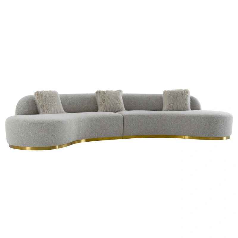 Pasargad Home Simona Curved Sofa with 3 Pillow Included
