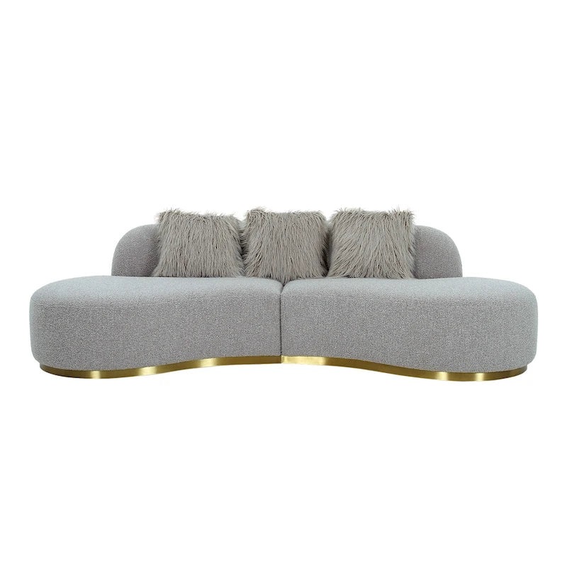 Pasargad Home Simona Curved Sofa with 3 Pillow Included