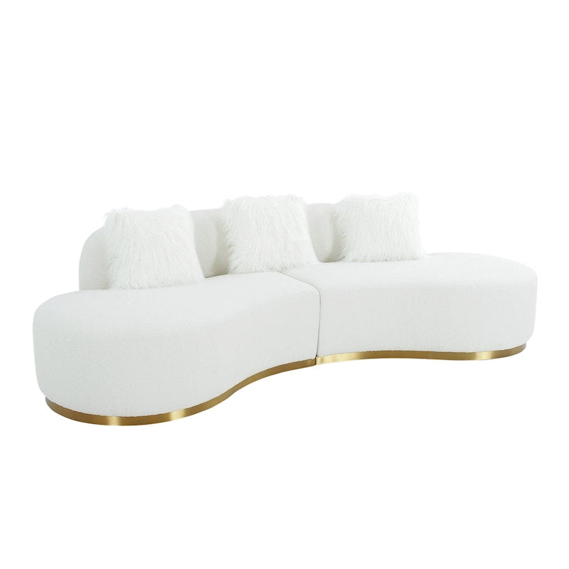 Pasargad Home Simona Curved Sofa with 3 Pillow Included