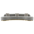 Pasargad Home Simona Curved Sofa with 3 Pillow Included
