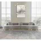 Pasargad Home Simona Curved Sofa with 3 Pillow Included