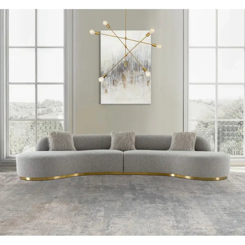 Pasargad Home Simona Curved Sofa with 3 Pillow Included