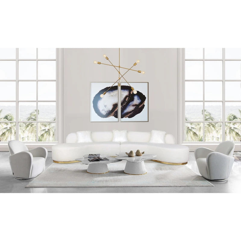 Pasargad Home Simona Curved Sofa with 3 Pillow Included