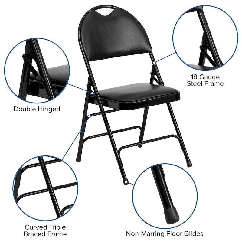 2 Pack Extra Large Ultra-Premium Triple Braced Folding Chair