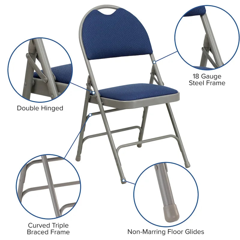 2 Pack Extra Large Ultra-Premium Triple Braced Folding Chair