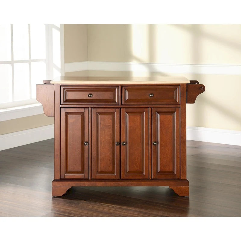 LaFayette Classic Cherry Natural Wood Top Kitchen Island - 18d x 51.5w x 36h
