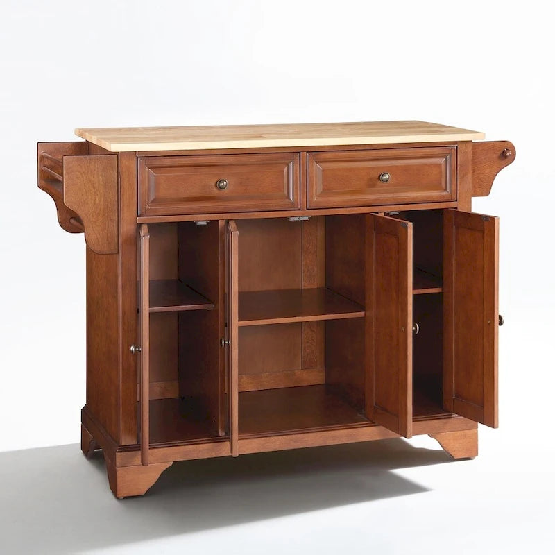 LaFayette Classic Cherry Natural Wood Top Kitchen Island - 18d x 51.5w x 36h