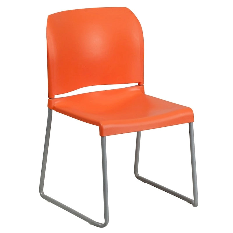 880 lb. Capacity Full Back Contoured Stack Chair with Powder Coated Sled Base
