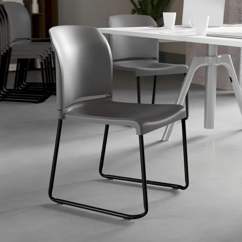 880 lb. Capacity Full Back Contoured Stack Chair with Powder Coated Sled Base
