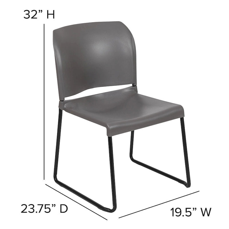 880 lb. Capacity Full Back Contoured Stack Chair with Powder Coated Sled Base