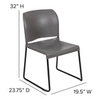 880 lb. Capacity Full Back Contoured Stack Chair with Powder Coated Sled Base
