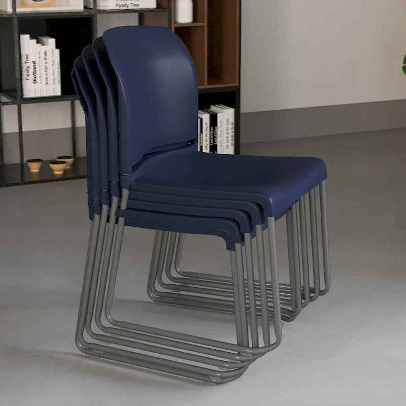 880 lb. Capacity Full Back Contoured Stack Chair with Powder Coated Sled Base