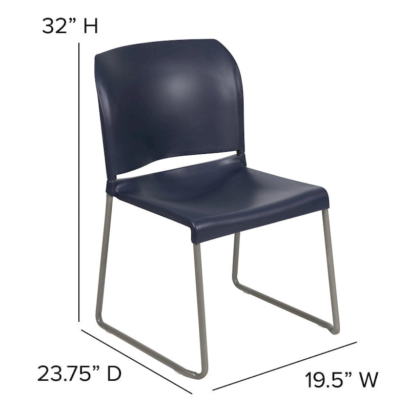 880 lb. Capacity Full Back Contoured Stack Chair with Powder Coated Sled Base