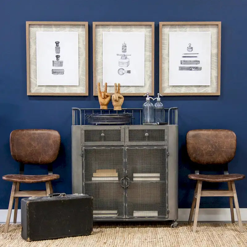 Udo Gray Metal & Brown Wood Top Bar Cart - 16.5L x 35.4W x 40.7H