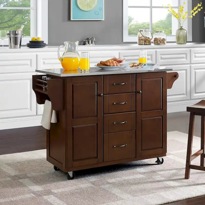  Eleanor Stainless Steel Top Kitchen Cart - 18d x 51.5w x 35.25h