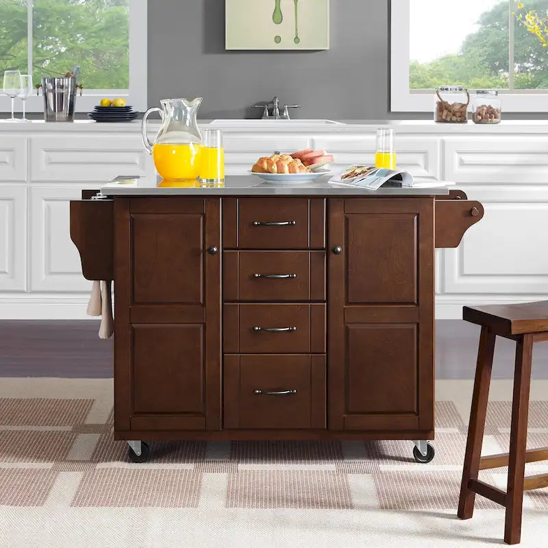 Eleanor Stainless Steel Top Kitchen Cart - 18d x 51.5w x 35.25h