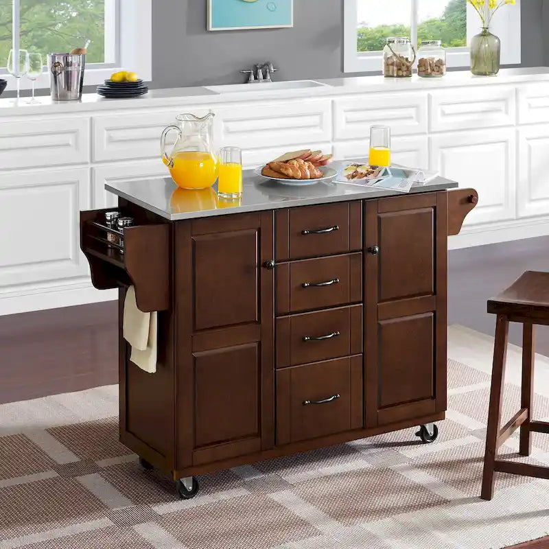 Eleanor Stainless Steel Top Kitchen Cart - 18d x 51.5w x 35.25h