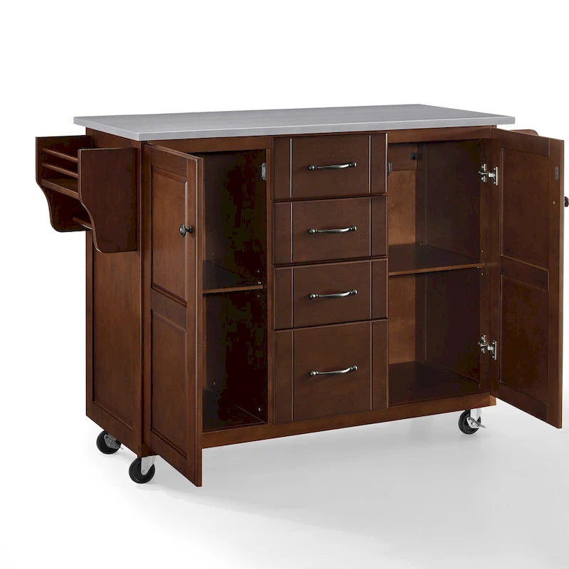 Eleanor Stainless Steel Top Kitchen Cart - 18d x 51.5w x 35.25h