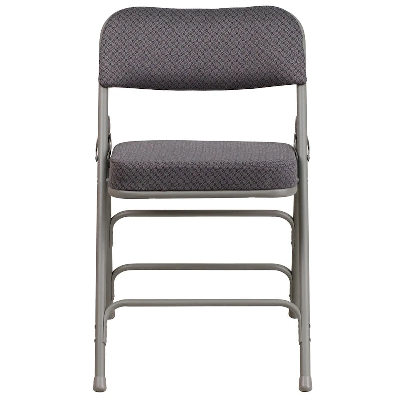 2 Pack Curved Triple Braced & Hinged Fabric Upholstered Metal Folding Chair