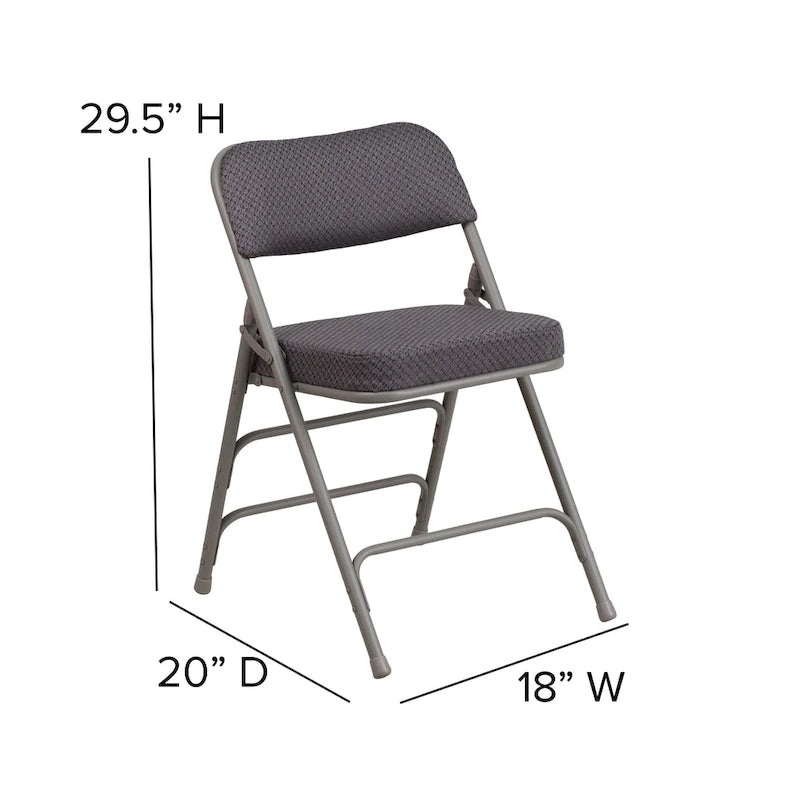 2 Pack Curved Triple Braced & Hinged Fabric Upholstered Metal Folding Chair