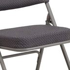 2 Pack Curved Triple Braced & Hinged Fabric Upholstered Metal Folding Chair