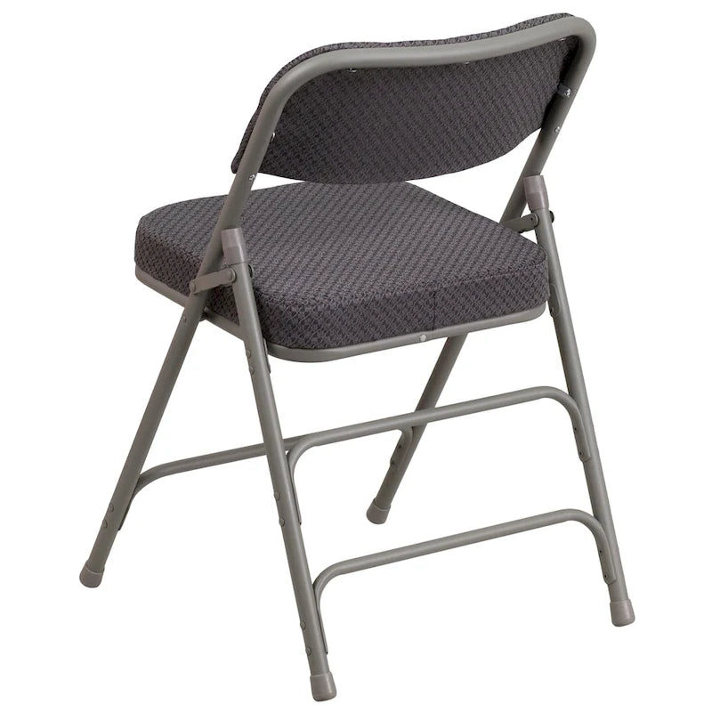 2 Pack Curved Triple Braced & Hinged Fabric Upholstered Metal Folding Chair