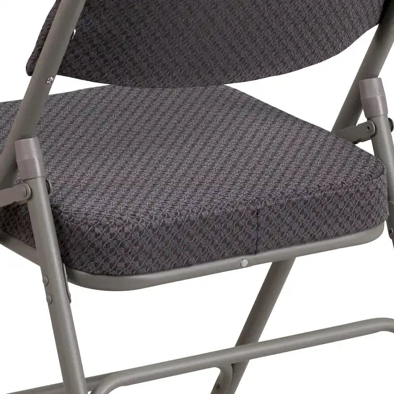 2 Pack Curved Triple Braced & Hinged Fabric Upholstered Metal Folding Chair