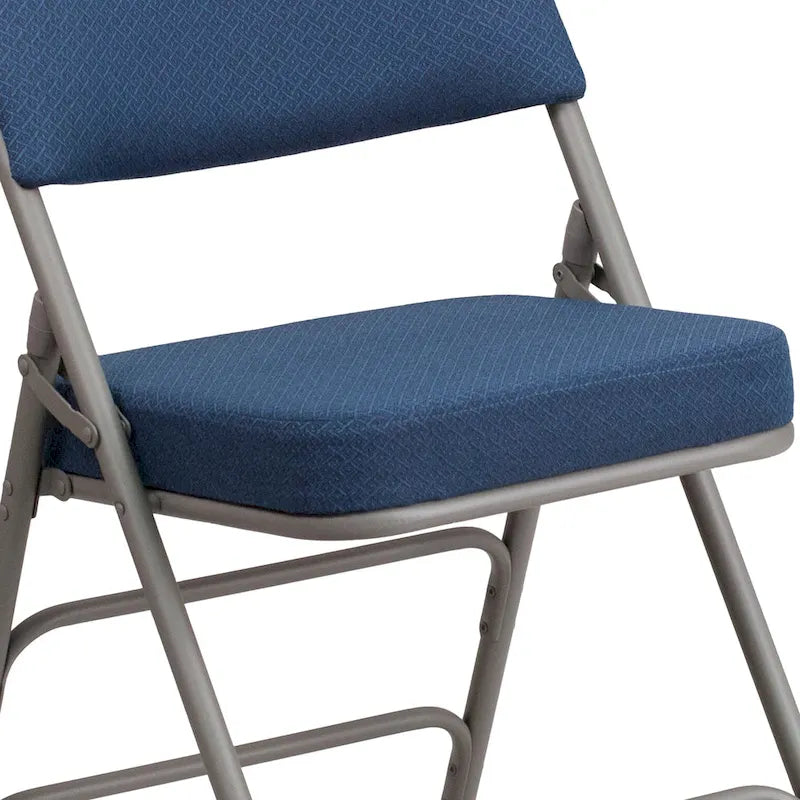 2 Pack Curved Triple Braced & Hinged Fabric Upholstered Metal Folding Chair