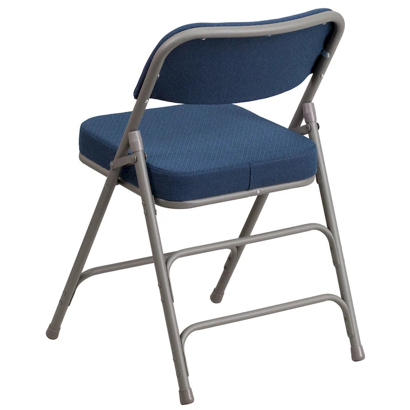 2 Pack Curved Triple Braced & Hinged Fabric Upholstered Metal Folding Chair