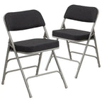 2 Pack Curved Triple Braced & Hinged Fabric Upholstered Metal Folding Chair