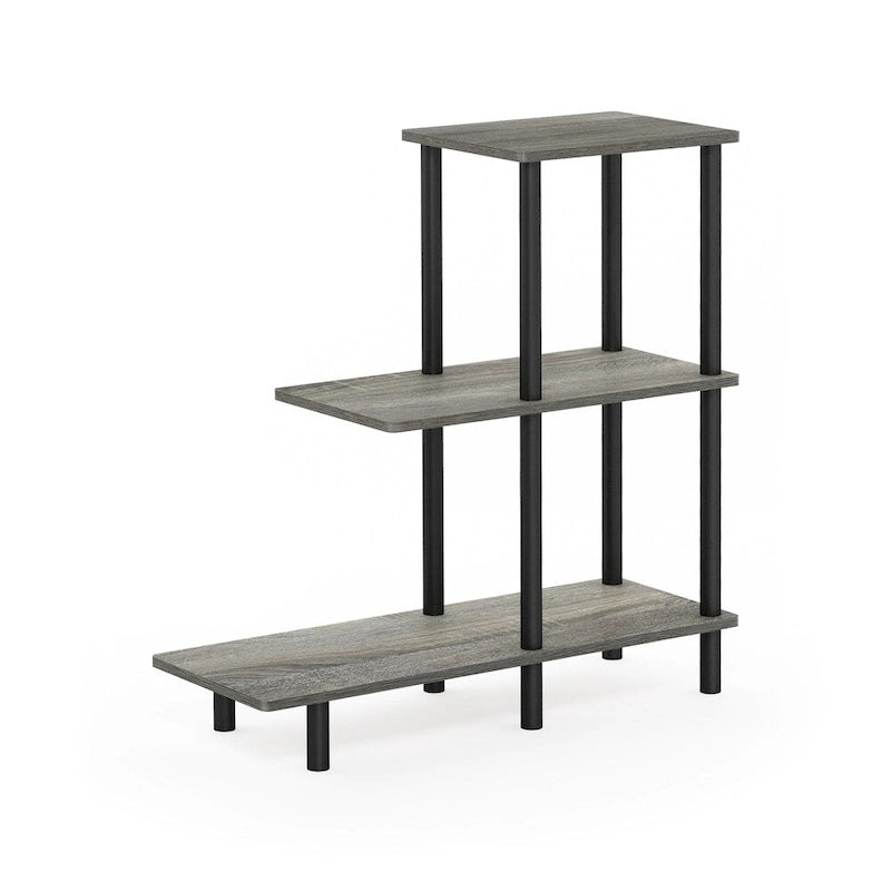 Furinno Turn-N-Tube 3-Tier Sofa Side Table Tall, Espresso/Black