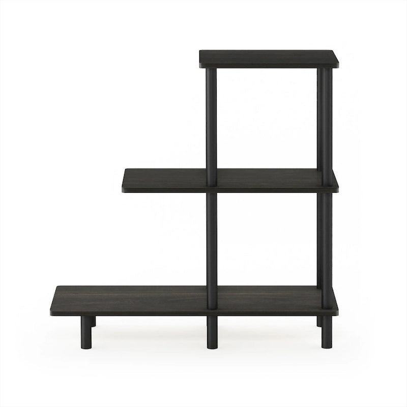 Furinno Turn-N-Tube 3-Tier Sofa Side Table Tall, Espresso/Black