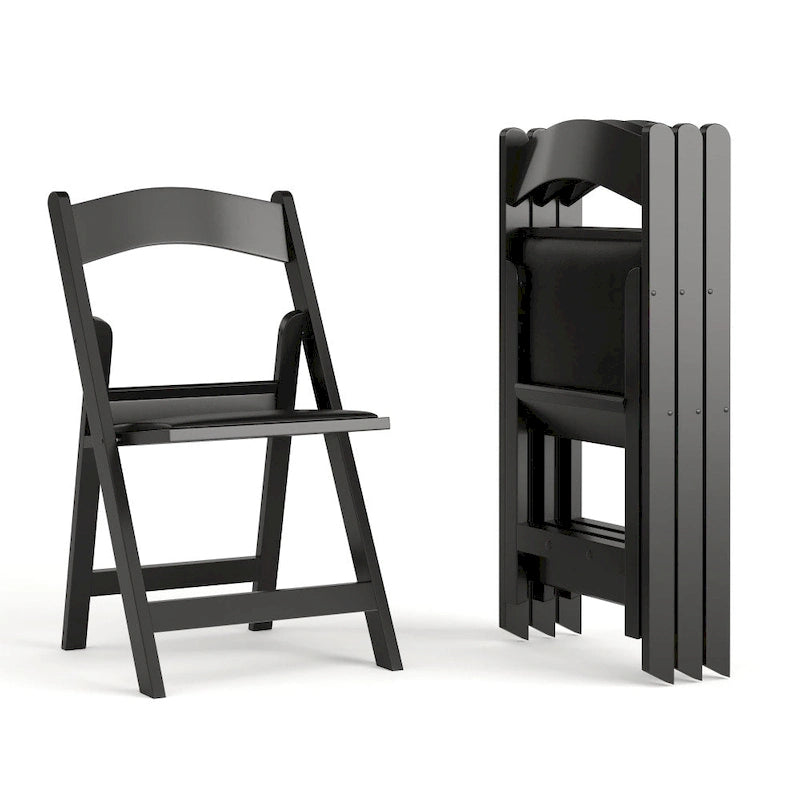 Lightweight Resin Folding Chairs with Vinyl Seats (Set of 4)