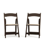 Wood Folding Chair with Vinyl Padded Seat (Set of 2)