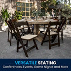 Wood Folding Chair with Vinyl Padded Seat (Set of 2)