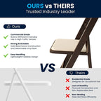 Wood Folding Chair with Vinyl Padded Seat (Set of 2)
