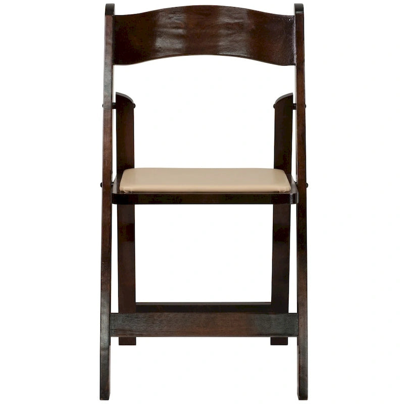 Wood Folding Chair with Vinyl Padded Seat (Set of 2)