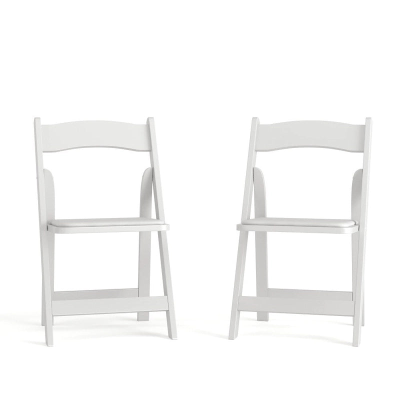 Wood Folding Chair with Vinyl Padded Seat (Set of 2)