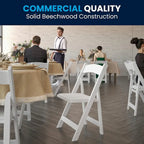 Wood Folding Chair with Vinyl Padded Seat (Set of 2)