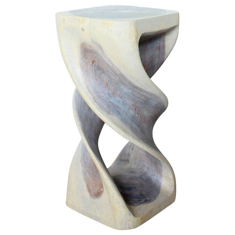 Haussmann Wood Double Twist Stool Table 14 in SQ x 30 in H Grey Oil - 14 x 14 x 30