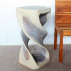 Haussmann Wood Double Twist Stool Table 14 in SQ x 30 in H Grey Oil - 14 x 14 x 30
