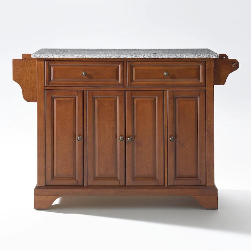 LaFayette Solid Granite Top Kitchen Island in Classic Cherry Finish - 18d x 51.5w x 36h