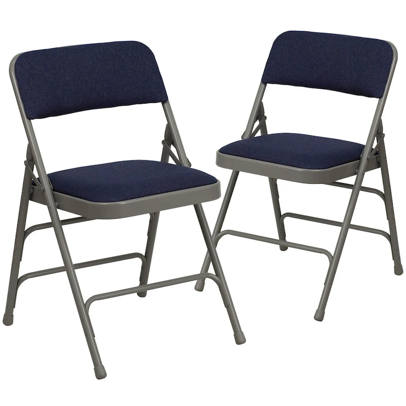 Set of 2 Metal Folding Chairs with Padded Seats
