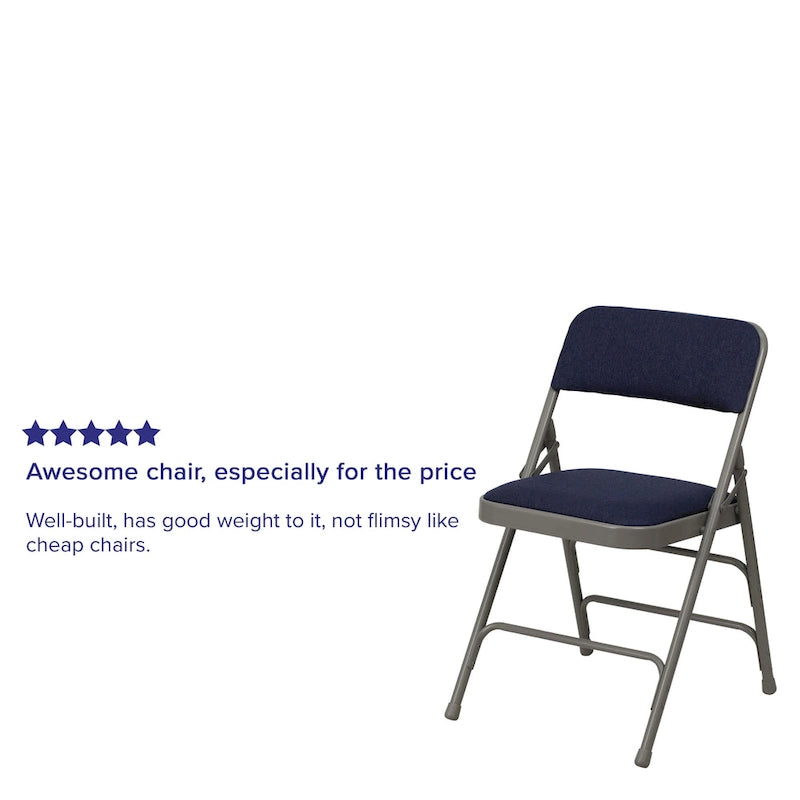 Set of 2 Metal Folding Chairs with Padded Seats